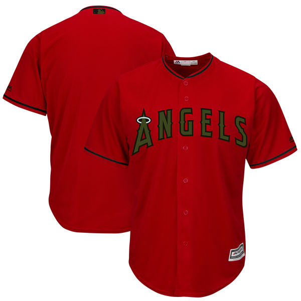 Men's Los Angeles Angels Blank Red 2018 Memorial Day Cool Base Stitched MLB Jersey